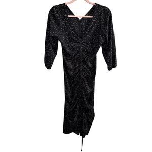 Zara Basics Black White Polka Dot Quarter Sleeve Midi Length Women's Size XS